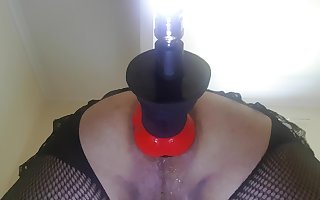 Fucked by wolf cock dildo on fuck machine